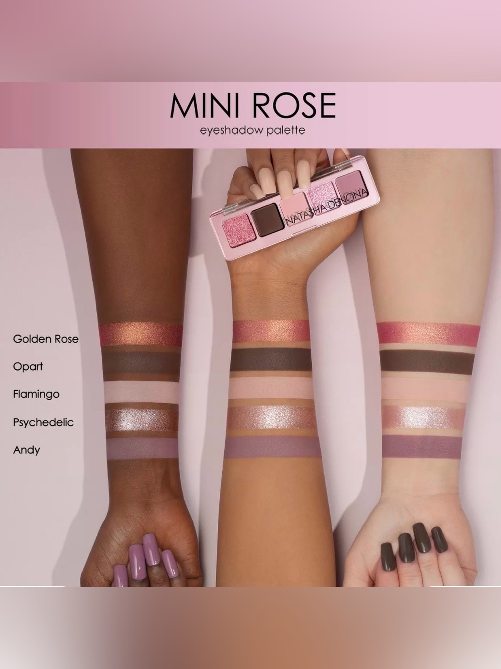 Natasha Denona / Mini Rose Eyeshadow Palette / Pink Mauve - Picture 12 of 16